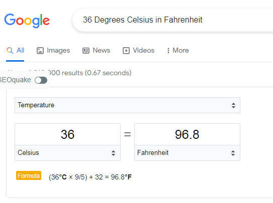 36 Degrees Celsius in Fahrenheit