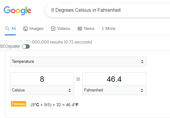8 Degrees Celsius in Fahrenheit